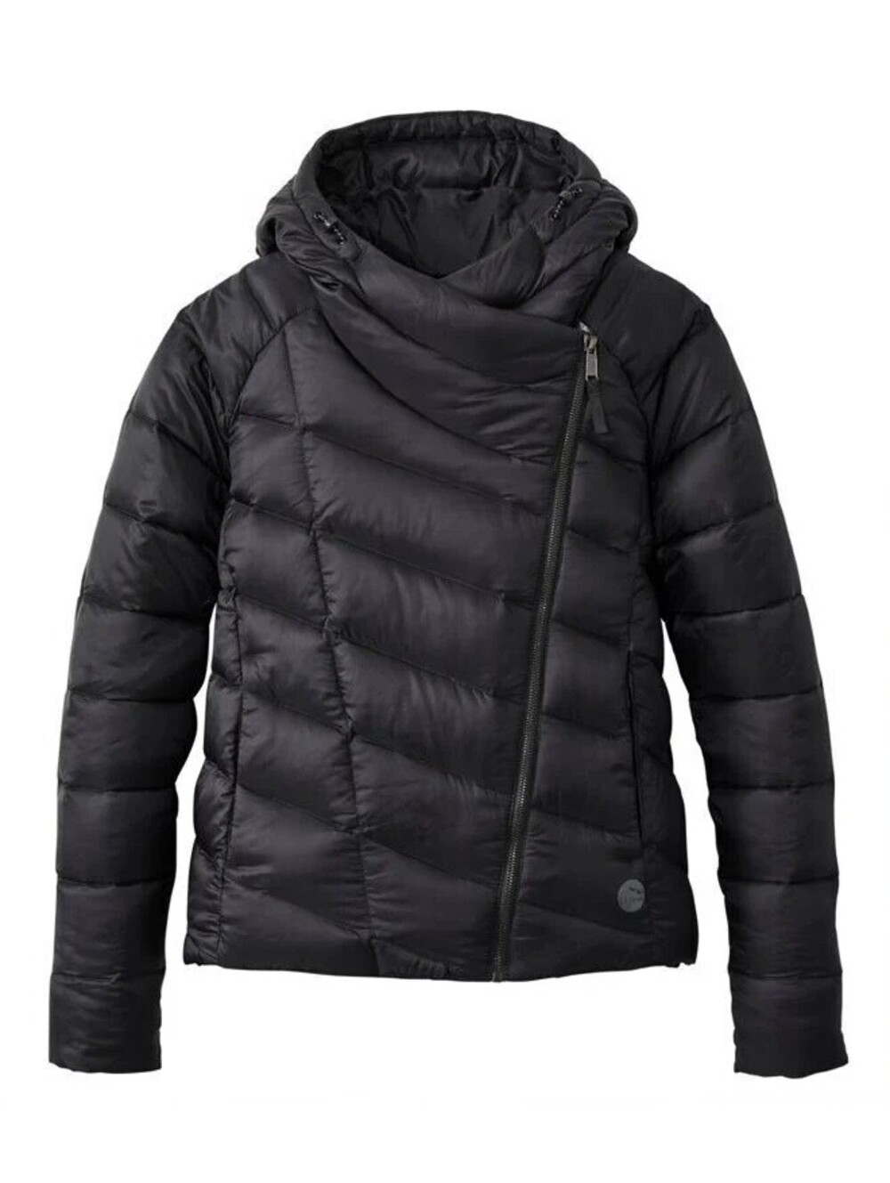 L.L. Bean Boundless Down Puffer Jacket II Womens 1X Plus SZ Black Asymetrical XL